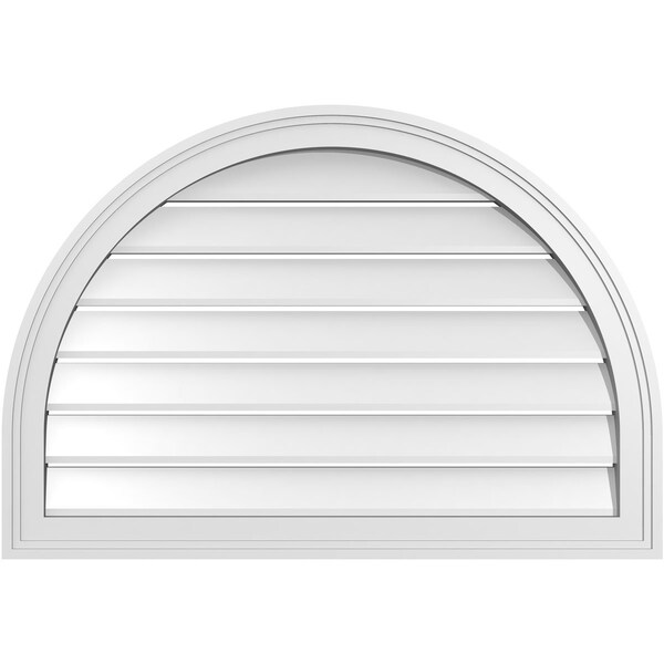Ekena Millwork Round Top Surface Mount PVC Gable Vent: Functional, w/ 2"W x 1-1/2"P Brickmould Frame, 32"W x 22"H GVPRT32X2202SF - main